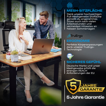 VALKENSTOL M7 - High-End Business-Ergonomie Bürostuhl mit adaptiver Lordosenstütze für Anspruchsvolle