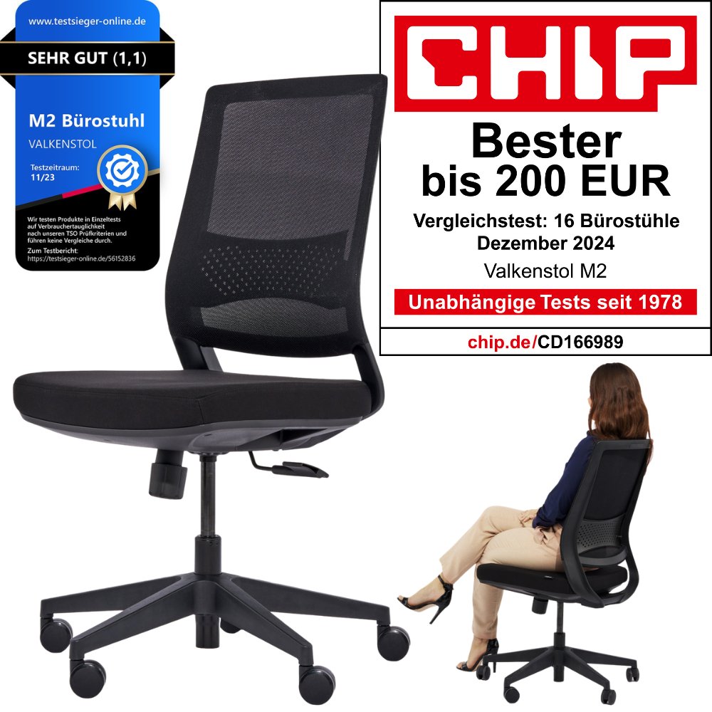 VALKENSTOL M2 Bürostuhl ohne Armlehnen, von CHIP als Bester bis 200 Euro ausgezeichnet