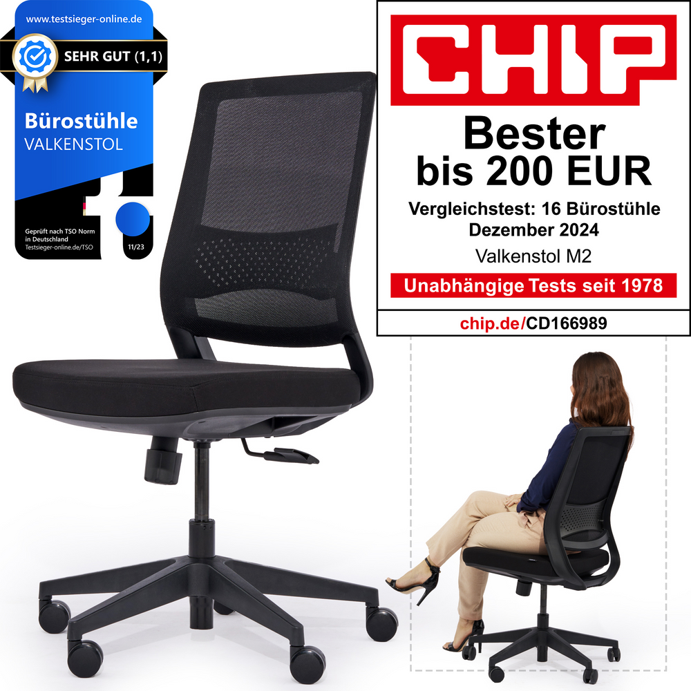 VALKENSTOL M2 Bürostuhl ohne Armlehnen, von CHIP als Bester bis 200 Euro ausgezeichnet
