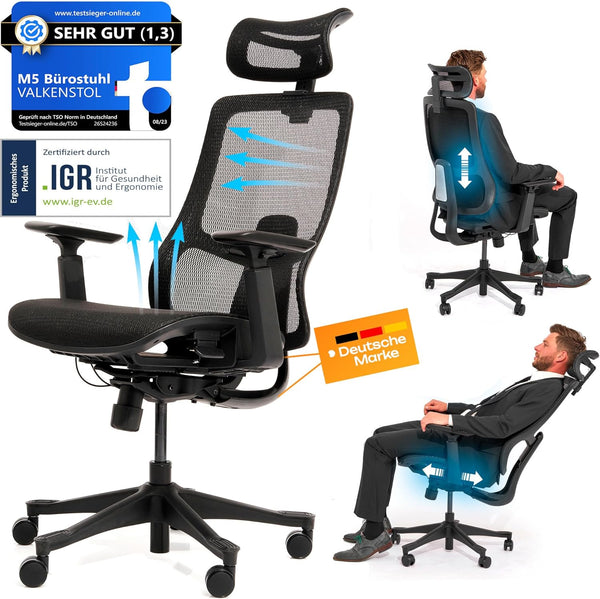VALKENSTOL M5 - Ergonomischer Bürostuhl auch für große Nutzer