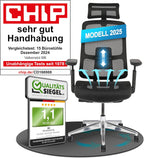 VALKENSTOL M6 Premium-Bürostuhl, von CHIP mit 'sehr gut' in der Handhabung bewertet, Produktansicht mit Gütesiegeln