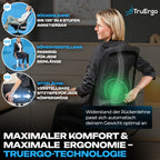Frau sitzt im VALKENSTOL M4 mit TruErgo-Technologie für maximalen Komfort und maximale Ergonomie