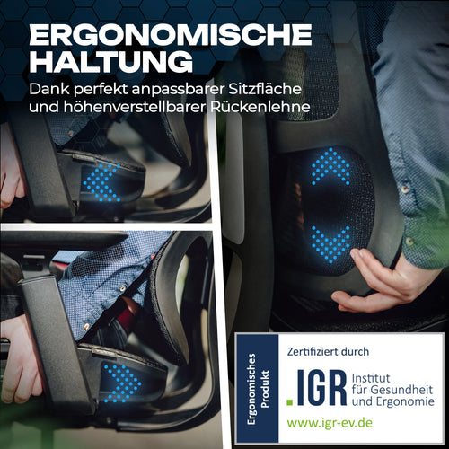 VALKENSTOL M5 ergonomischer Bürostuhl mit Kopfstütze, IGR-zertifiziert