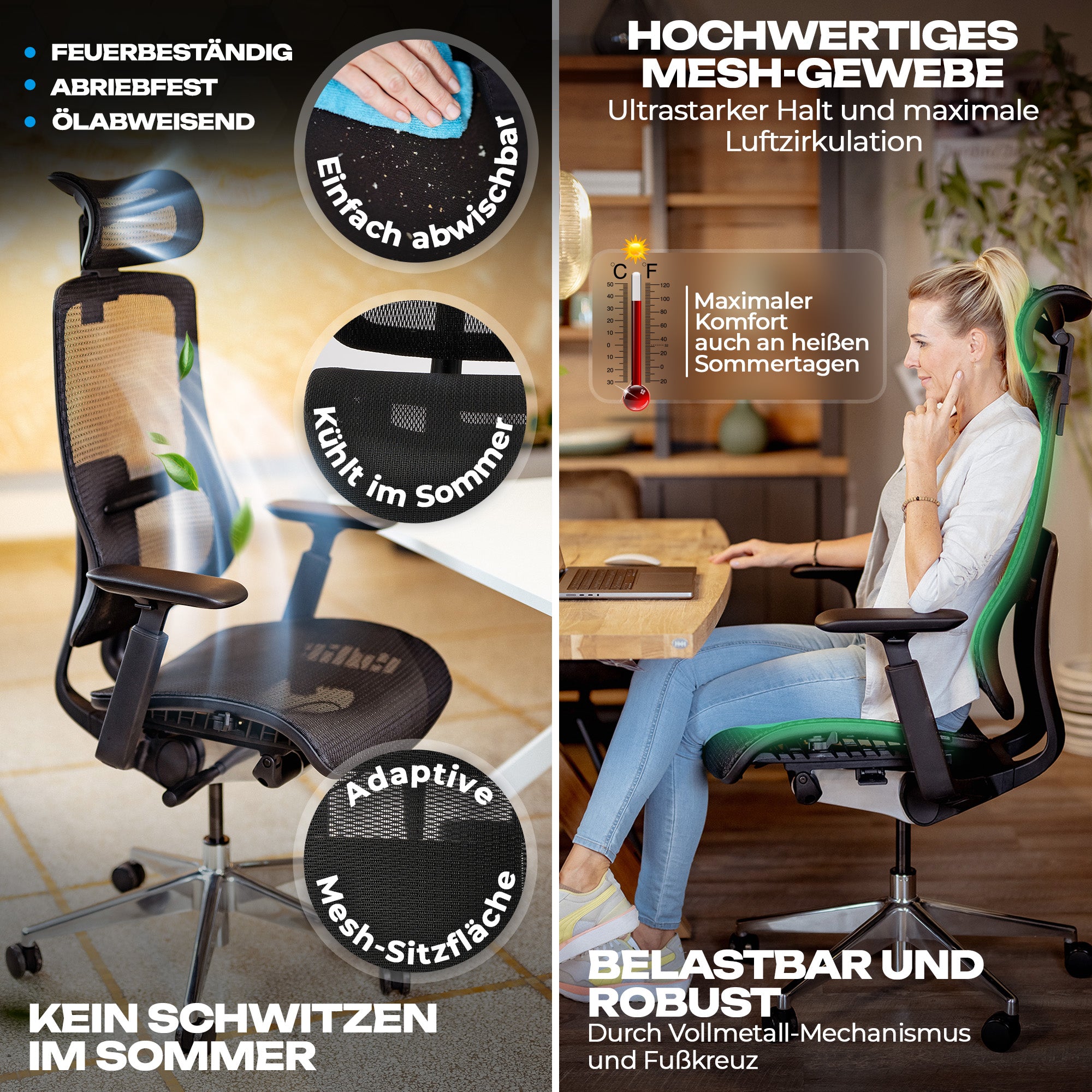 VALKENSTOL M6 - Premium Ergonomischer Bürostuhl bis 1,95 m