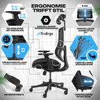 VALKENSTOL M5 ergonomischer Bürostuhl mit atmungsaktivem Mesh-Rücken