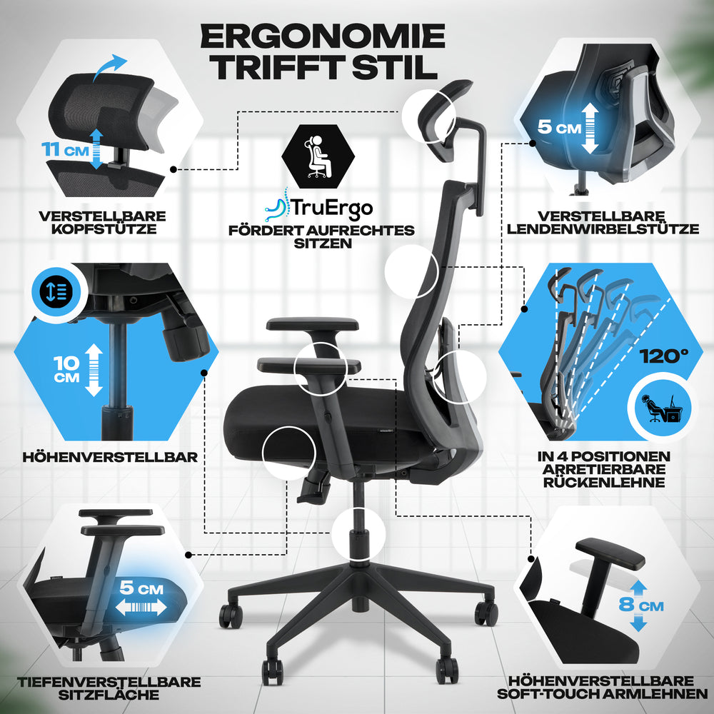 VALKENSTOL M3 Bürostuhl, bei dem Ergonomie auf modernes Design und verstellbare Funktionen trifft
