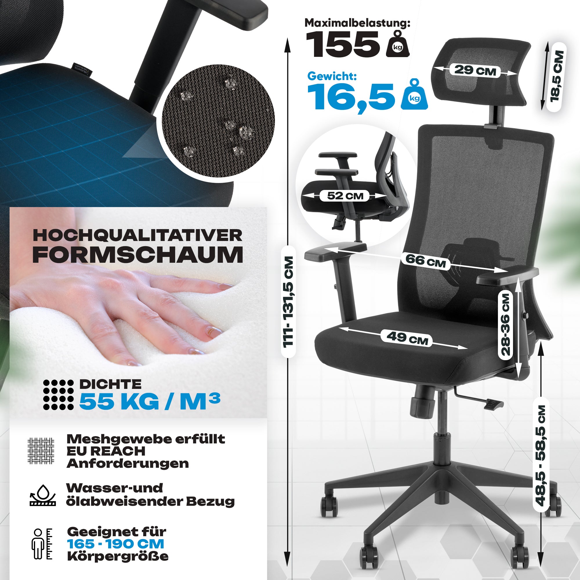 VALKENSTOL M3 - Ergonomischer Bürostuhl Allrounder mit Designanspruch
