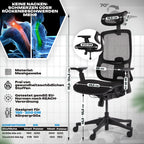 VALKENSTOL M5 ergonomischer Bürostuhl mit Kopfstütze in Schwarz