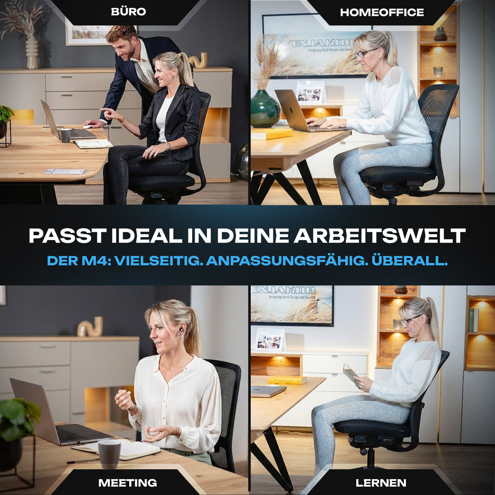 VALKENSTOL M4 Bürostuhl im Einsatz in Büro, Homeoffice, Meeting und beim Lernen