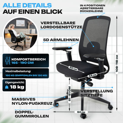 VALKENSTOL M4 - Bürostuhl ergonomisch, modern und stylish
