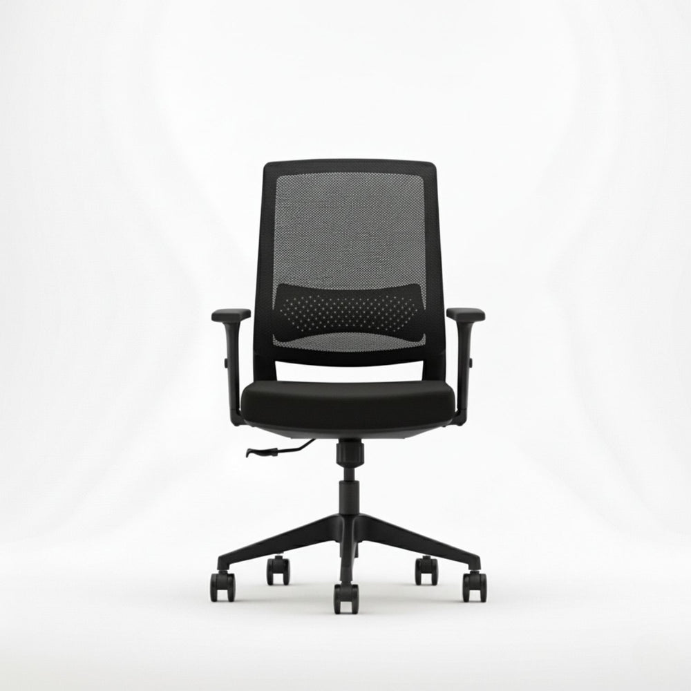 VALKENSTOL M2 ergonomischer Bürostuhl in Schwarz ohne Kopfstütze, Frontansicht