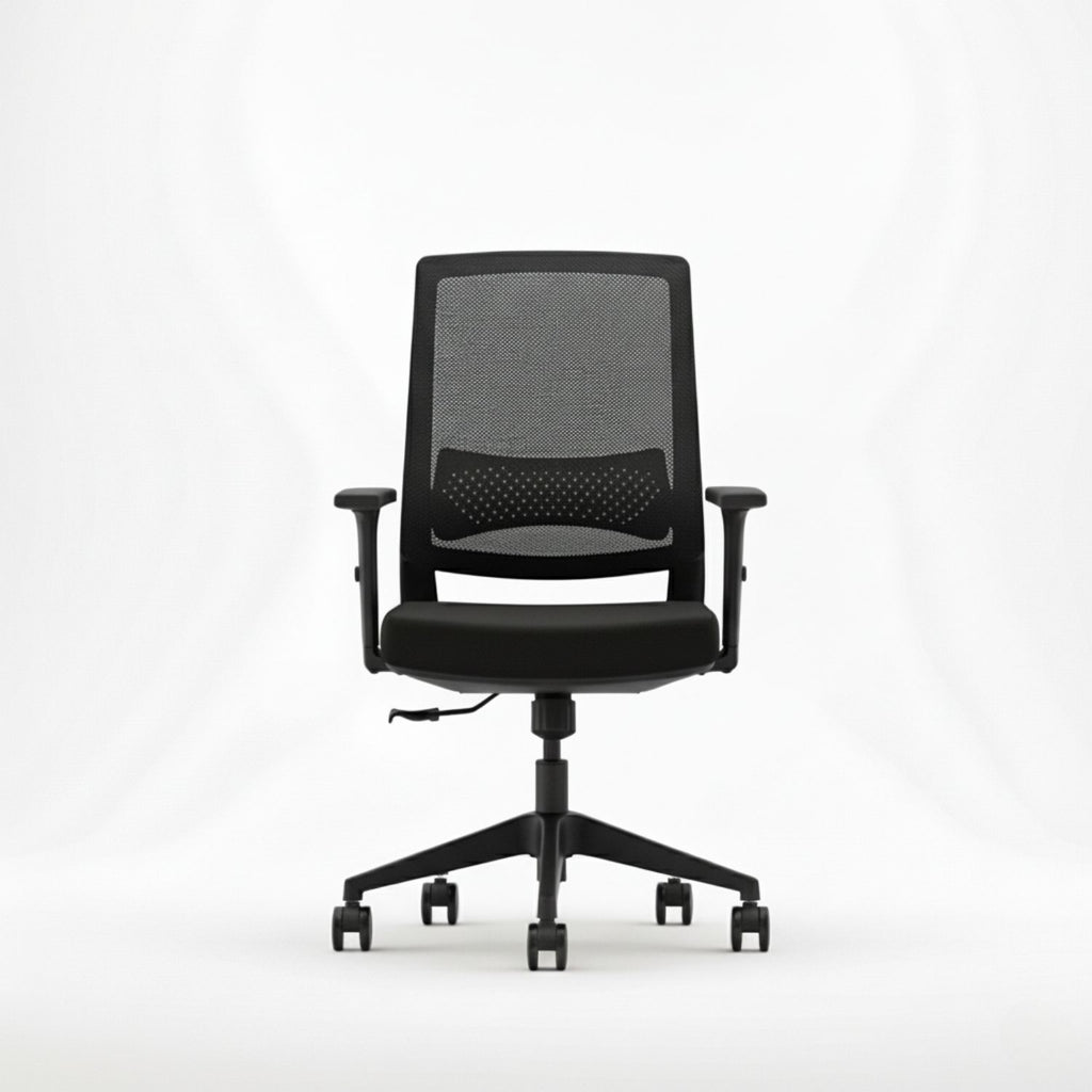 VALKENSTOL M2 ergonomischer Bürostuhl in Schwarz ohne Kopfstütze, Frontansicht