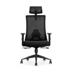 VALKENSTOL M3 Komfort ergonomischer Bürostuhl in Schwarz mit Kopfstütze, Frontansicht