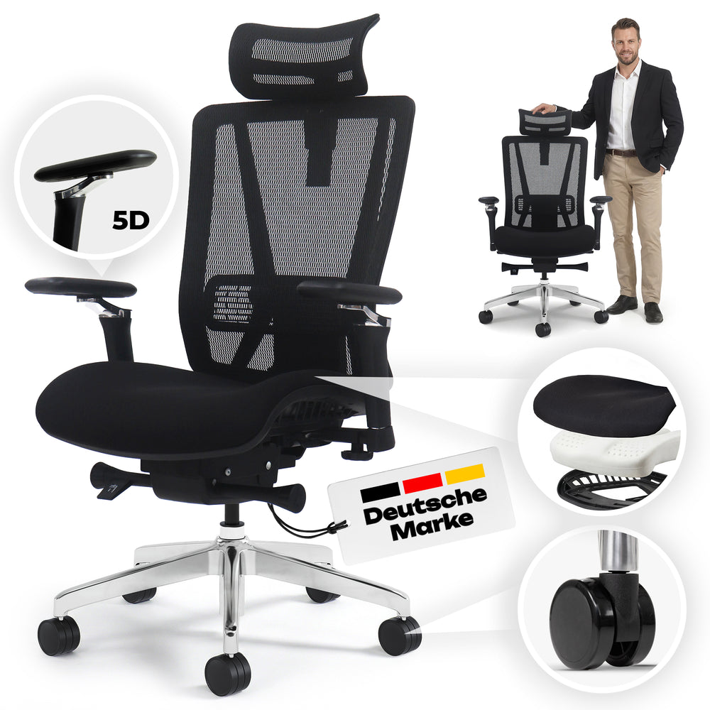 VALKENSTOL M8 - Premium Ergonomischer Bürostuhl Für Große Nutzer Bis 2,00 Meter