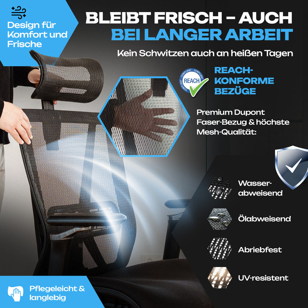 VALKENSTOL M8 - Premium Ergonomischer Bürostuhl Für Große Nutzer Bis 2,00 Meter
