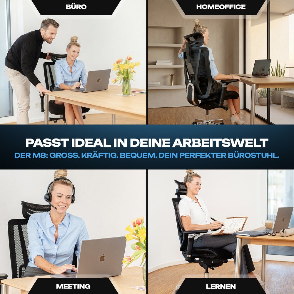 VALKENSTOL M8 - Premium Ergonomischer Bürostuhl Für Große Nutzer Bis 2,00 Meter